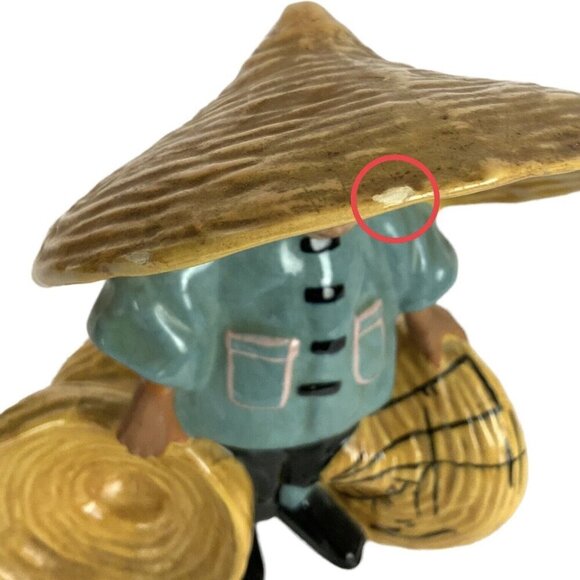 McCarty Brothers California Pottery Asian Man Planter Woven Baskets 1944 - Picture 6 of 7